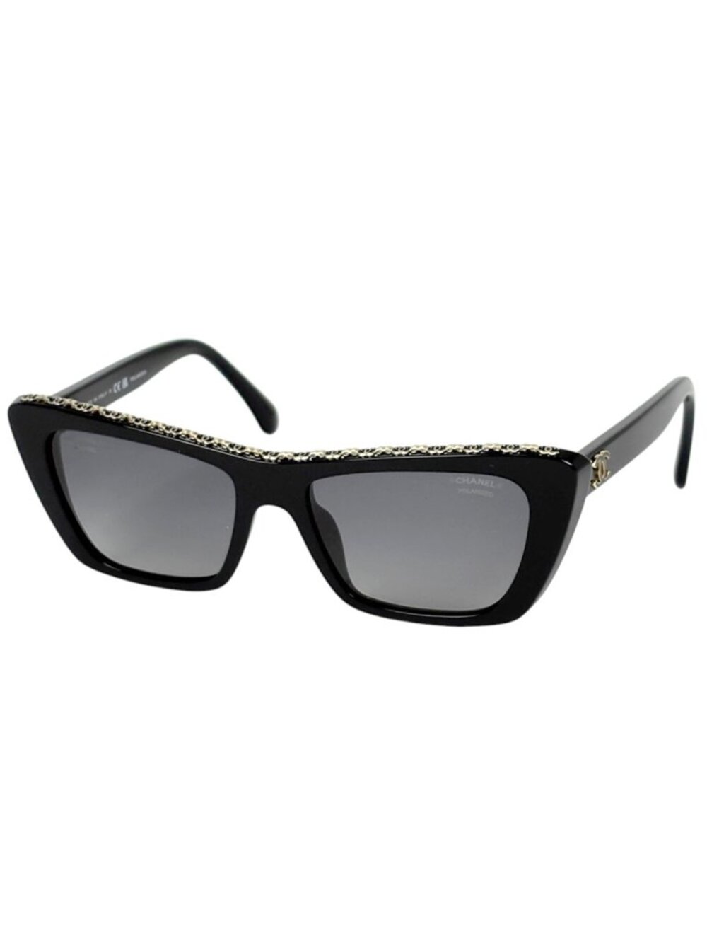 Chanel Butterfly Shape Sunglasses CC Logo Acetate Black Eyewear